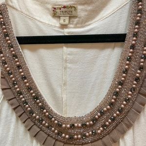 Tribute Rhinestone Collared Tank Top - Size S
